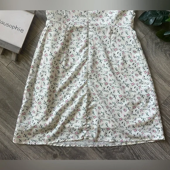 limjia shop coquette floral ruched puff sleeve cinched mini dress Size Large - Picture 14 of 16